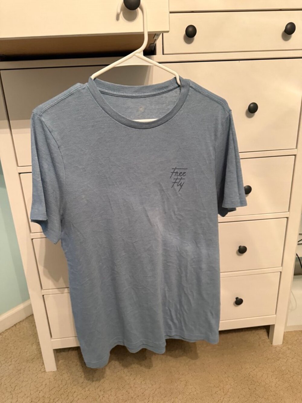 Free Fly Boat Graphic T-Shirt Men's M Light Blue